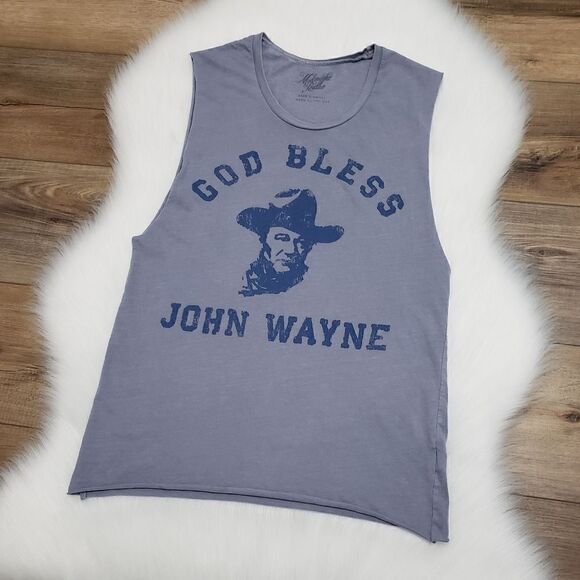 NWOT Midnight Rider God Bless John Wayne Muscle Tee Size Extra Small - Picture 2 of 4
